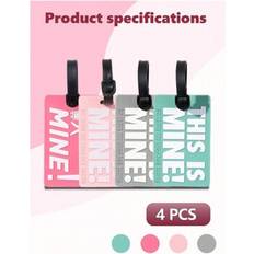 Luggage Tags Shein Simple Fashion Letter Pattern Luggage Tag 4pcs