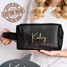 Polyamide Toiletry Bags & Cosmetic Bags Shein Personalized Elegant Net Bag - Black Mesh