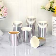Silver Paper Cups Shein Disposable Paper Cups With Fashionable Silver Foil Birthday Theme
