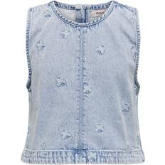 Lynlås T-shirts Kids Only Top Freja Butterfly - Light Blue Denim