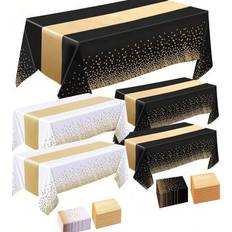Gold Tablecloths Shein 6 Packs Tablecloths And Satin Table Runners 12 x 108 Inches Tablecloth White, Gold