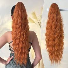 Ponytails Shein Long Water Wave Claw Ponytail Extension Hair Blonde 26 Inch Heat Resistant Fiber