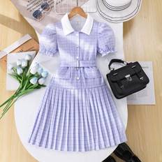 Children's Clothing Shein Tween Girl Casual Elegant Academic Style Dress - Purple