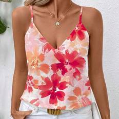 Shein Orange Floral Plus Size Women's Minimalist Camisole - Orange