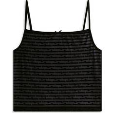 Polyester Linnen Tommy Jeans Mesh Repeat Logo Spaghetti Strap Top - Black
