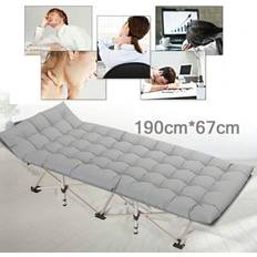 Folding guest bed Shein Heavy Duty Single Folding Bed Camping Travel Guest Lightweight With Grey Mat