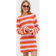 Klänningar JJXX JXRORY Dress Knit Dam Korta Klänningar - Persimmon Orange/Multi Color