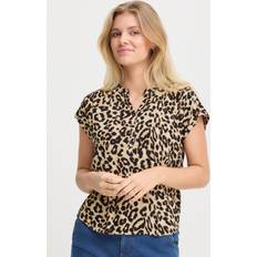 Dam - Leopard Blusar Fransa Frease Blus - Brown