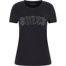 Dam - Spets T-shirts Guess Bomull Rund Hals T-shirt - Black