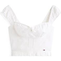Tommy Hilfiger Bomull Blusar Tommy Hilfiger Cropped Extra Slim Fit Sleeveless Blouse - Ecru