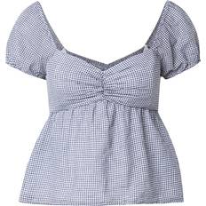 Puff Sleeve Blouses Hollister Babydoll Puff Sleeve Open Back Top - Black/White