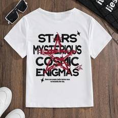 Children's Clothing Shein Young Boy Street Style Letter Slogan Star Pattern Print Crew Neck Short Sleeve T-Shirt
