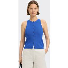 Satin Sweatere Selected Femme Strikket Top Uden Ærmer - Royalblå