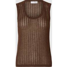 Skind Sweatere Selected Femme Slfhennah SL Knit Structure Top - Chestnut