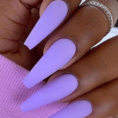 Shein Long Coffin Nail Tips - Purple Matte