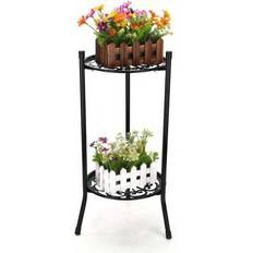 Shein Plant Stand Indoor 2 Tier Metal Tall Plant Holder Flower Pot Rack 50x30 cm White