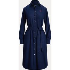 Polo Ralph Lauren Dam Klänningar Polo Ralph Lauren Cotton Oxford Belted Shirtdress - Marinblå