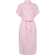 Polo Ralph Lauren Rosa Klänningar Polo Ralph Lauren Striped Linen Short-Sleeve Shirtdress - Rosa