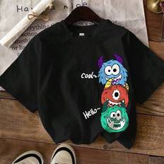 Children's Clothing Shein Young Boy Casual Round Neck Short Sleeve T-Shirt - Summer