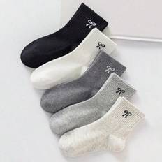 Shein Children's Socks Solid Color Bow Pattern - 5 Pairs