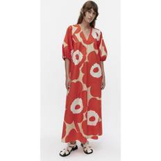 Marimekko Kjole KIMPPU - Beige/Orangerød/Hvid