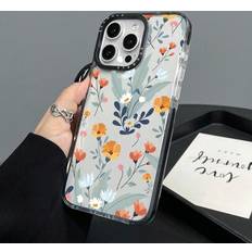 Shein Summer Spring Fashion Dual Color Transparent Floral Print Case Compatible With Iphone 11 12 13 14 11 Promax 12 Promax 13 Promax 14Pr