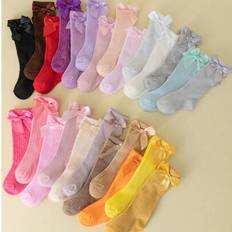 Pink Socks Shein Baby Bow Decoration Socks For Girls - Pink