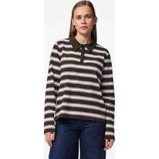 Bruna - Dam Pikétröjor Pieces Pcfrankie LS Polo JRS D2D Dam Långärmade Pikétröja - Brun