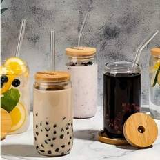 Glass Jars with Straw on sale Shein Cups Lids And Straws Glass Jar with Straw