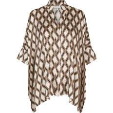 Bluse W Stand Collar Brillante - Brun