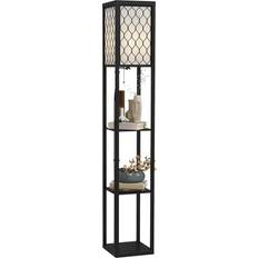 Wood Lighting Homcom Modern Shelf Black Floor Lamp 160cm