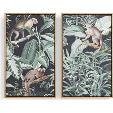 Dunelm Monkey Gold Framed Art 30x50cm 2pcs