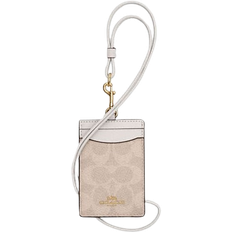 Coach Id Lanyard In Signaure Canvas - Gold/Sand/Chalk