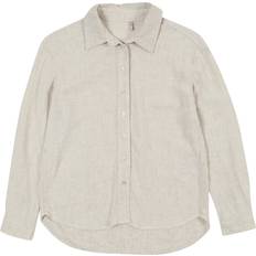 Beige Skjortor Barnkläder Only Kogsiesta L/S Linen Blend OVS Shirt - Viskos/Lin