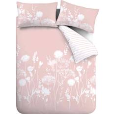 Catherine Lansfield Meadowsweet Floral Reversible Påslakan Vit, Rosa (200x200cm)