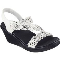Skechers Fabric Heeled Sandals Skechers Womens Rumble On Sassier Dayz Wedge Sandals - White