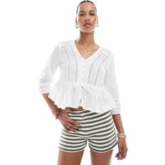 Lace Tops Only Onlmichelle LS Lace V-Neck Top WVN - Off White