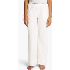 Tommy Hilfiger Beige Sovplagg Tommy Hilfiger Logo Poplin Pyjama Bottoms - Multi Colour Thin Stripes