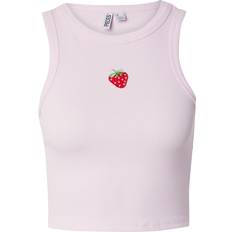 Pieces Embroidered Cropped Vest Top - Light Pink