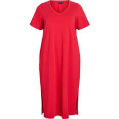 Zizzi T-shirtklänning vDorit S/S Midi Dress - Röd