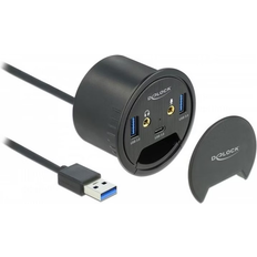 DeLock In-Desk Hub 3.2 Gen 1 USB A - 2xUSB A/USB C/2x3.5mm M-F 1.5m