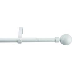 GoodHome Anafi Matt White Extendable Ball Single Curtain Pole Set 210cm