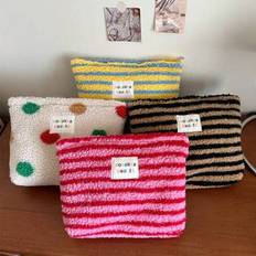 Yellow Toiletry Bags & Cosmetic Bags Shein Makeup Bag Plush Warm Lamb Fleece - Waterproof