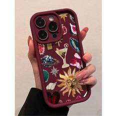 Shein Retro Cushioned Rhinestone & Garnet Integrated Phone Case for iPhones Multicolour