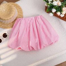 Stripes Skirts Children's Clothing Shein Young Girl Woven Striped Flower Bud Hem Mini Skirt