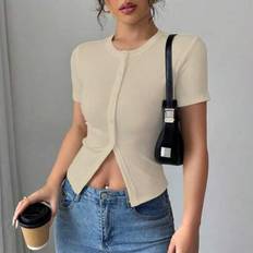 Women's Sexy Fitted French Style Round Neck Crop Top