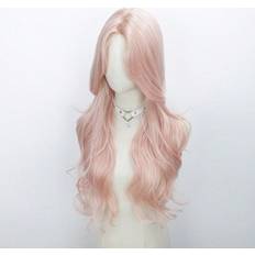 Pink Wigs Shein Front Lace Long Natural Curly Wig 2.5 x 0.1 Light Pink