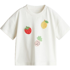 H&M T-shirt Med Applikasjon - Hvit/Frukter