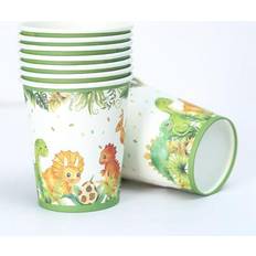 Green Paper Cups Shein Green Forest Animal Dinsaur Disposable Paper Cups 10pcs