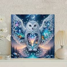 White Diamond Paintings Shein Magical White Owl DIY 5D Special-Shaped Diamond Painting Kit 30 x 30 cm